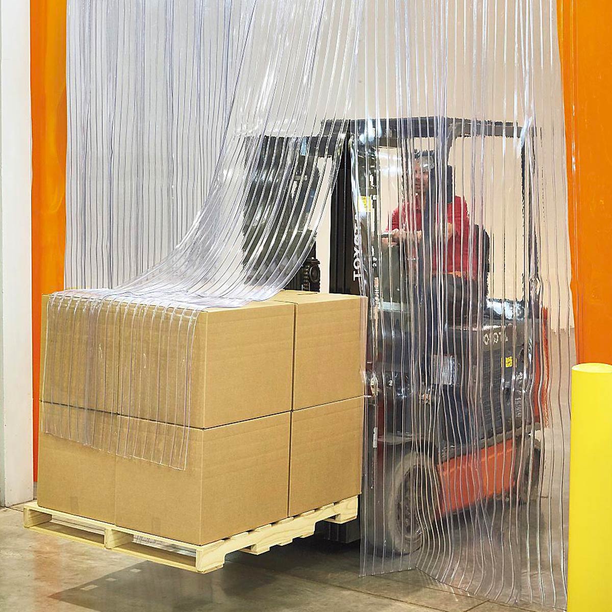 Clear vinyl door strip curtains at Lustercraft