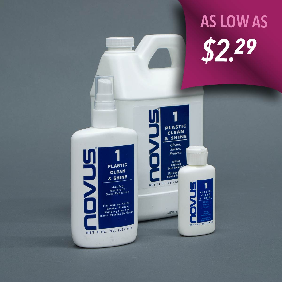 Novus plastic polish no. 1, plastic clean and shine.