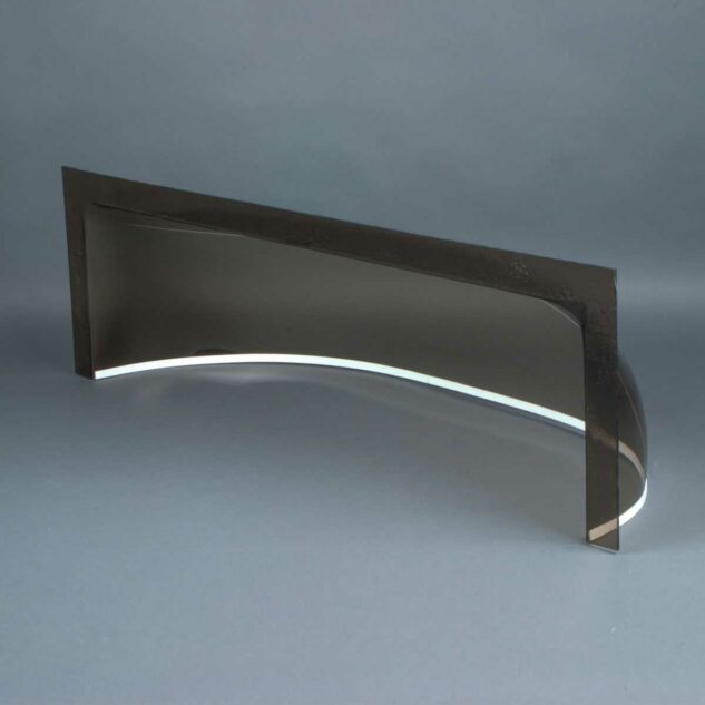 Back view of straight front, smoke acrylic, Lustercraft Plastics basement window well cover